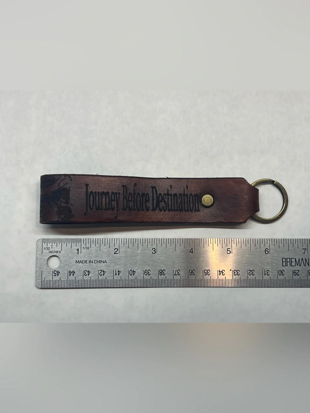 Handcrafted Leather Keychain – “Journey Before Destination” | Topo Map Key Chain